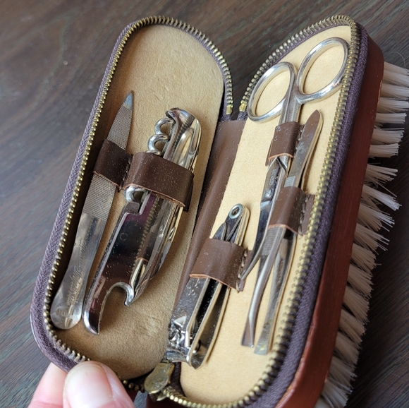Vintage Special Triple Cut German Manicure Set in Leather Zipper - Picture 5 of 14